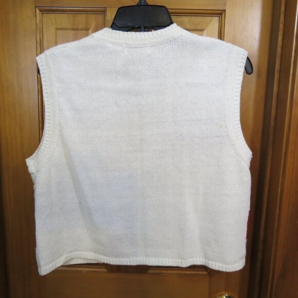 VTG That's Me Fall Sweater Vest Cream & Rust Leaves Button Size Large - Picture 5 of 8